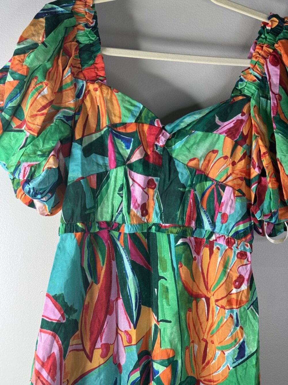 Farm Rio Banana Foliage Short Sleeve Midi Dress Size S NWT $245 - Picture 4 of 7
